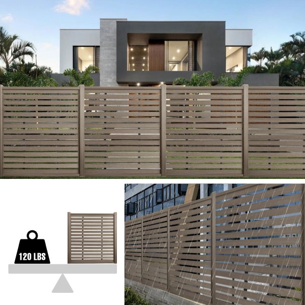 Uyard Teak Wood Small Panel Half See Through WPC Privacy Fence Panels for Outside,6ft(W) x 6ft(H) Outdoor Privacy Panels with 2 Posts,Wind Resistant Wood Plastic Composite Fencing Panels for Patio,Backyard,Garden and Swimming Pool - Image 5