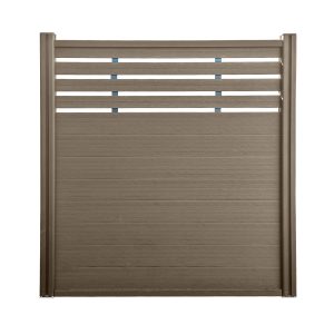 uFence Walnut Wood Plastic Composite WPC Top See Through Privacy Fence Panels for Outside,6ft(W) x 6ft(H) Outdoor Privacy Panels