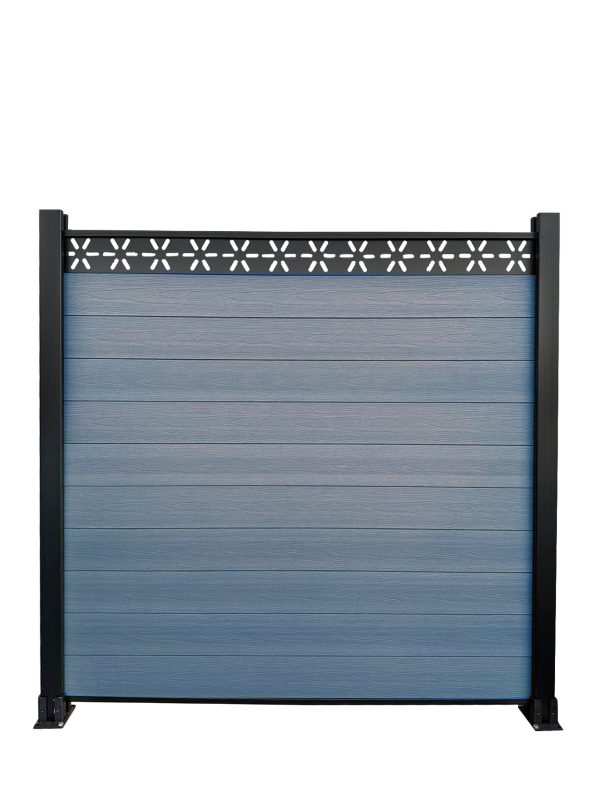 uFence By UyardFence PP Polypropylene +Wood Fiber Composite Material fence Privacy fencing protects your privacy and security while better decorating your yard 6ft x 6ft With Star Aluminum toper Gray - Image 3