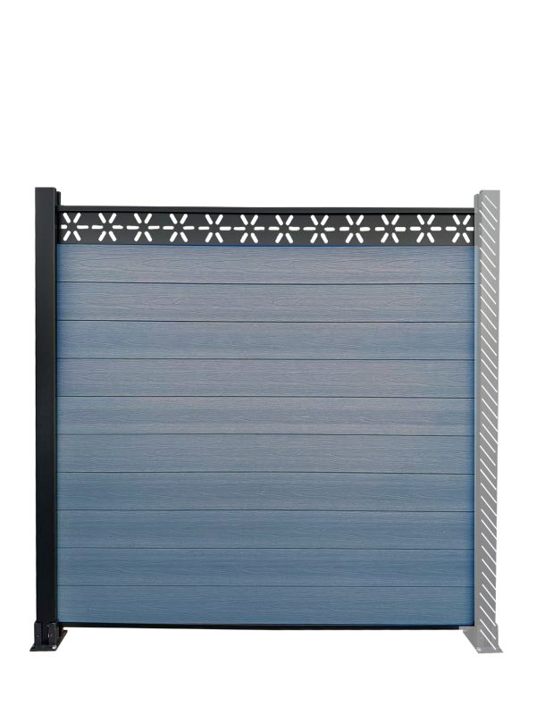 uFence By UyardFence PP Polypropylene +Wood Fiber Composite Material fence Privacy fencing protects your privacy and security while better decorating your yard 6ft x 6ft With Star Aluminum toper Gray